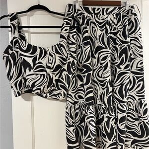 Rachel Zoe Black and White Patterned Two-Piece Set (XL)